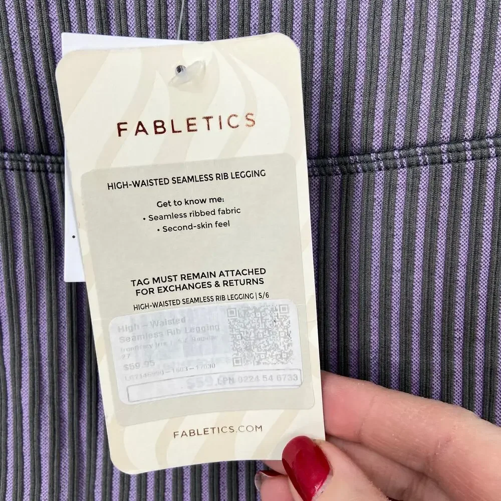 Fabletics Leggings Size S High Waist Ankle Seamless Ribbed Purple‎ Gray